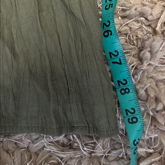 H&M Crinkled palazzo Green Wide-Leg Pants with pockets Sz M - Picture 10 of 14